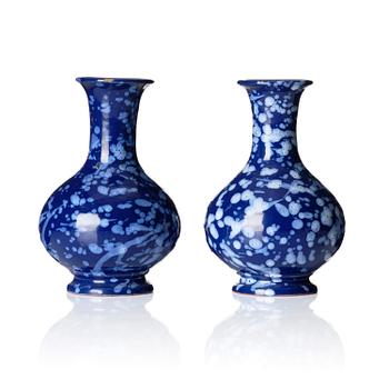 447. A pair of French Nevers 'Bleu Persan' vases, possibly 19th century.