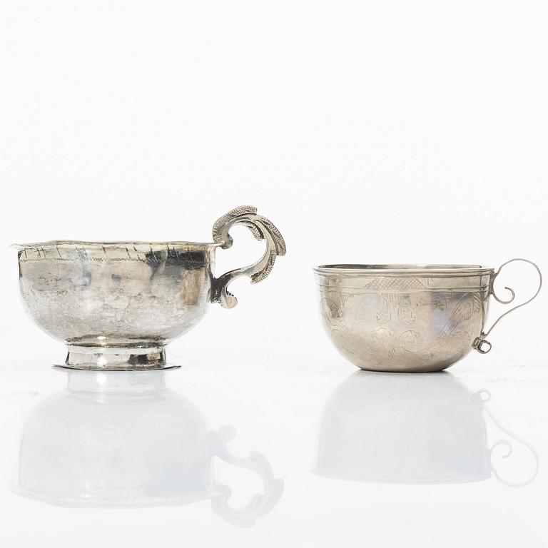 Supkoppar, 7 st, silver, 1700-1800-tal.
