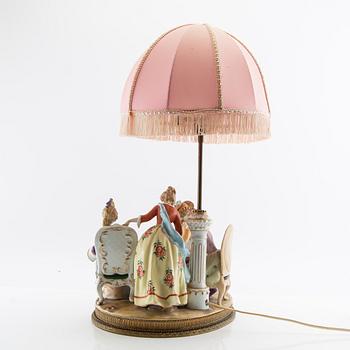 Table lamp Capo di Monte similar mark 20th century porcelain.