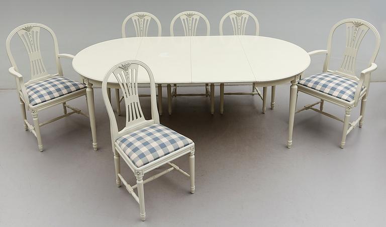 MATGRUPP, 7 delar, gustaviansk stil, 1900-talets andra hälft.