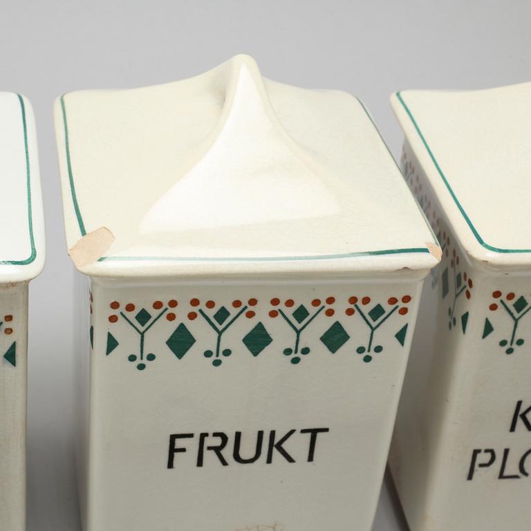 16 earthenware kitches boxes from Göteborg, first half of the 20th century.