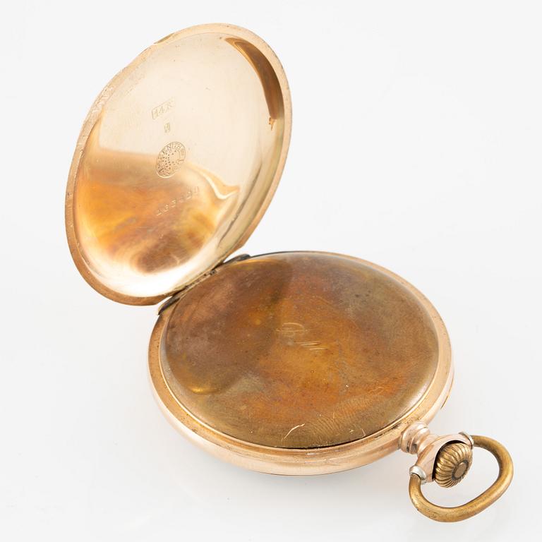 Zenith, Pocket watch, 14K gold with a chain in double, 51 mm.