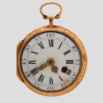 A Romilly 18K gold pocket watch around 1800, 44 mm, total weight ca 54 gr.