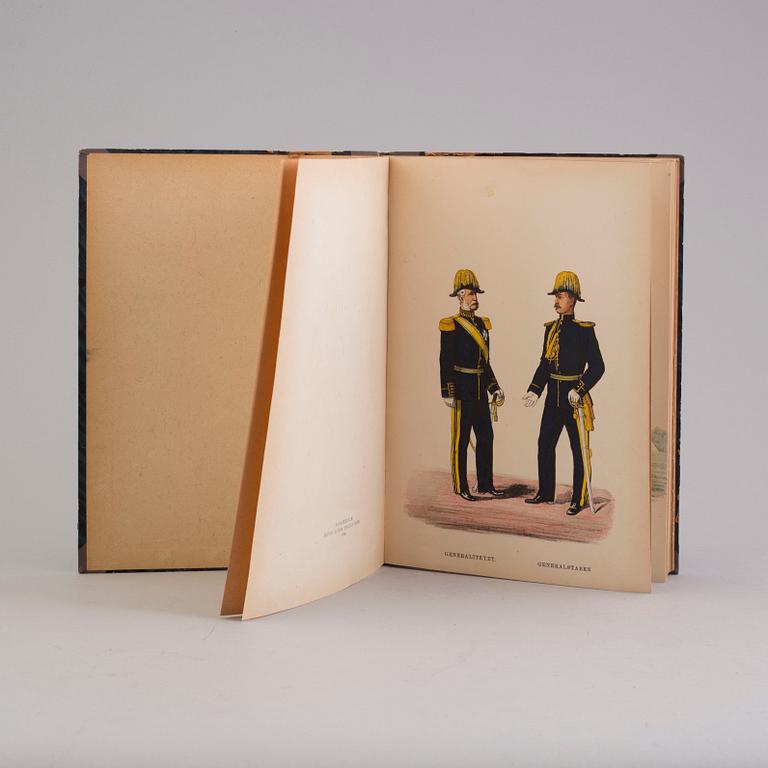 Book, Harald Oscar Prytz "Svenska arméens och flottans uniformer. Jemte smärre historiska uppsatser m.m." , 1890.