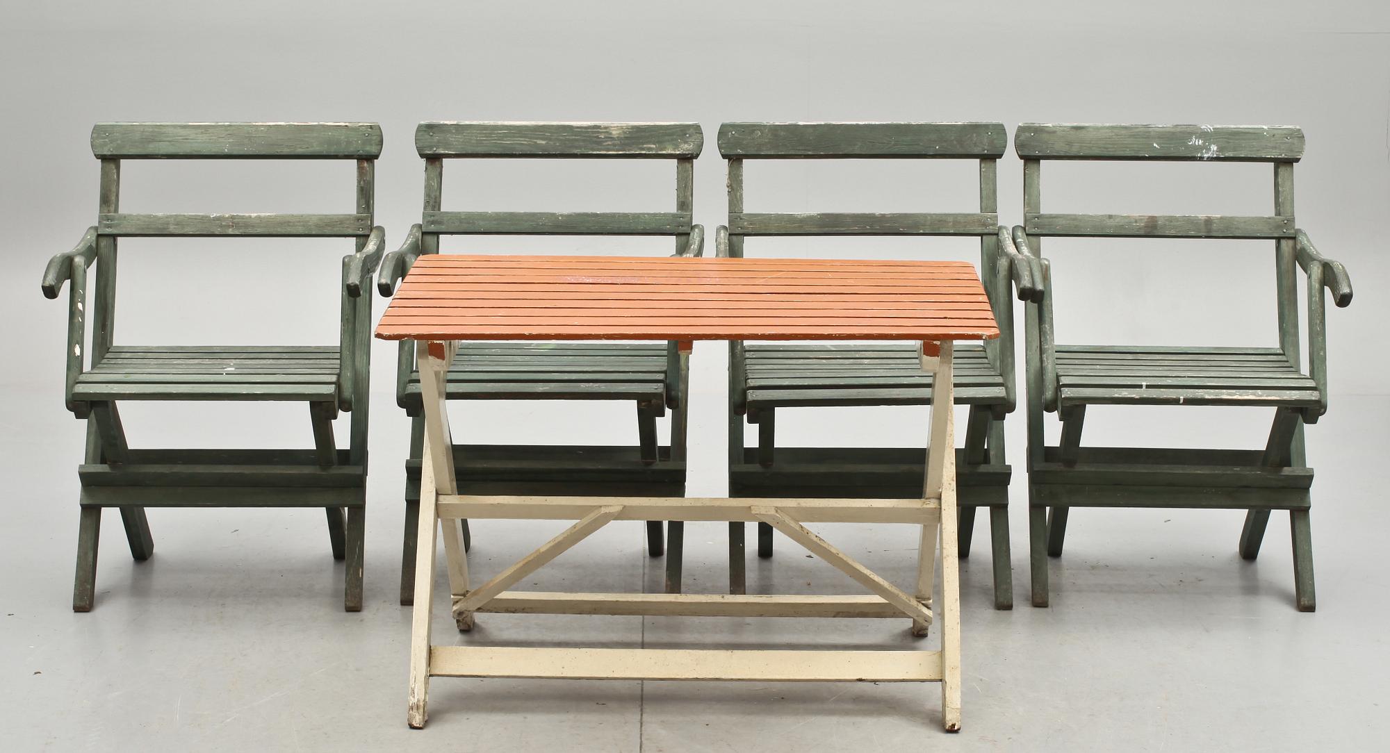 TRÄDGÅRDSMÖBLEMANG, 5 delar, 1900-tal.