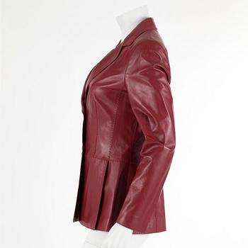 ESCADA, a red leather jacket, size 36.