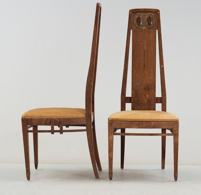 A pair of Alfred Grenander Art Nouveau mahogany chairs, Germany ca 1909.