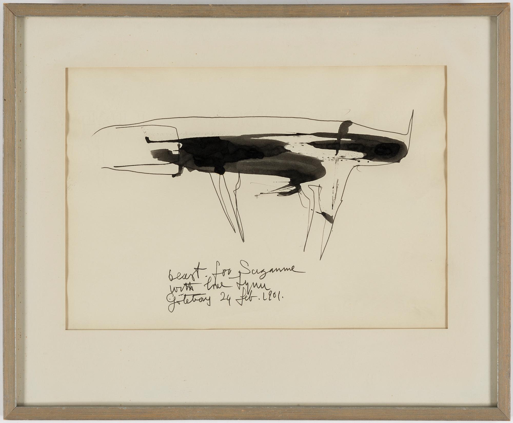 LYNN CHADWICK, tusch, signerad med dedikation.