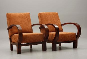 FÅTÖLJER, ett par. Art decostil, 1900-talets slut.