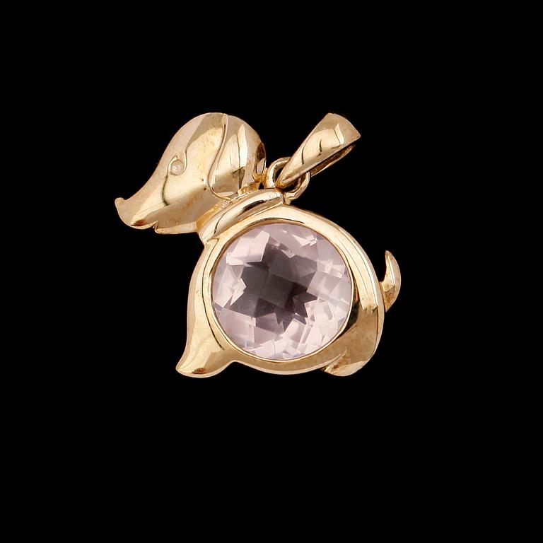 HÄNGE, 9 k guld och rosa kvarts ca 1.30 ct.