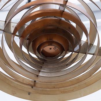 Poul Henningsen, a copper ceiling lamp "PH Tallerken", Louis Poulsen Denmark, second half of the 20th century.