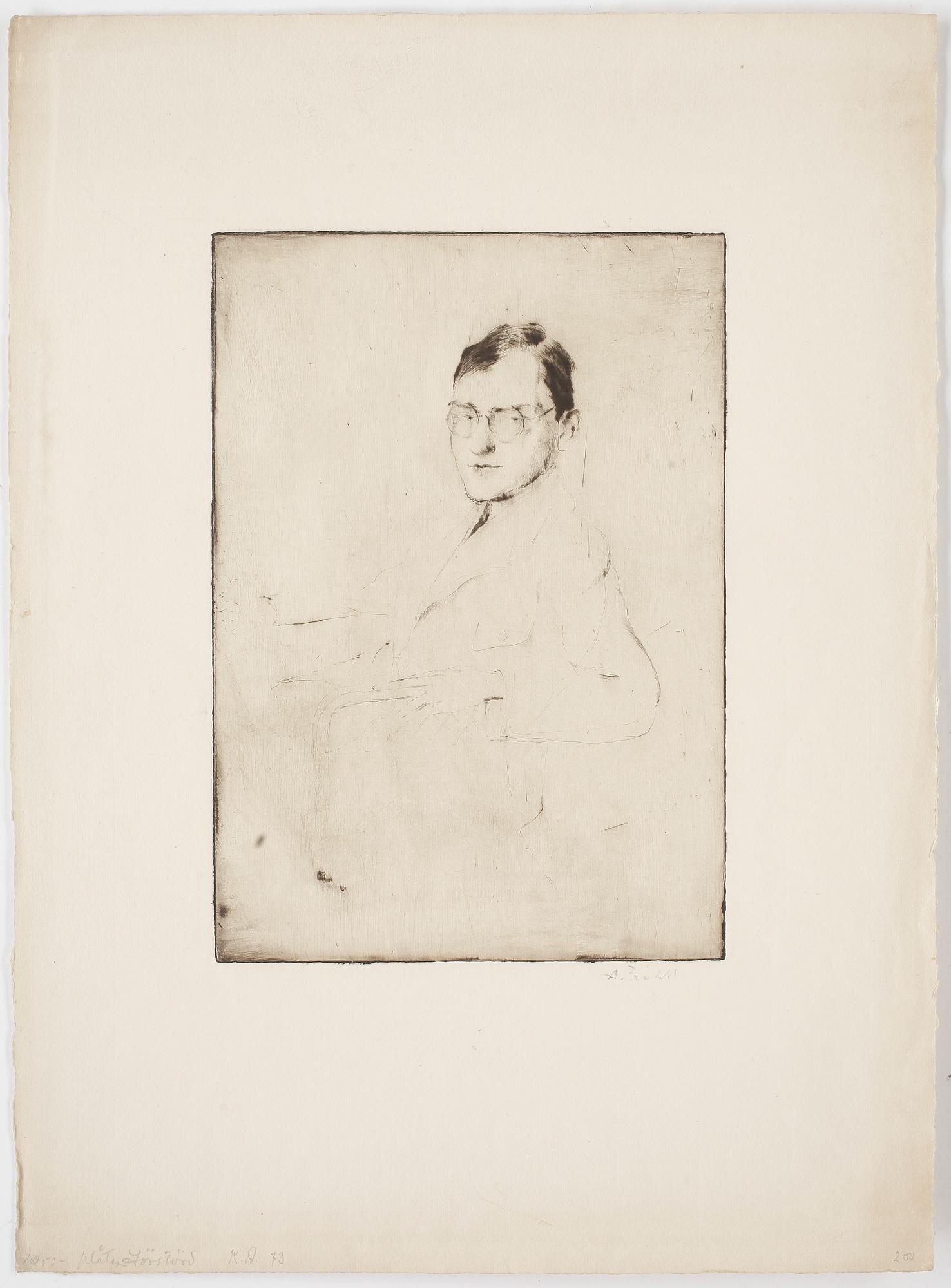 AXEL FRIDELL, torrnål, Stockholm 1917, signerad.