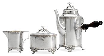 775. An A G Dufwa three pieces silver coffee service, Stockholm 1912.