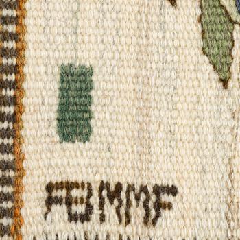 Märta Måås-Fjetterström, a textile "Blomlapp", tapestry weave, c 25 x 21,5 cm, signed AB MMF.