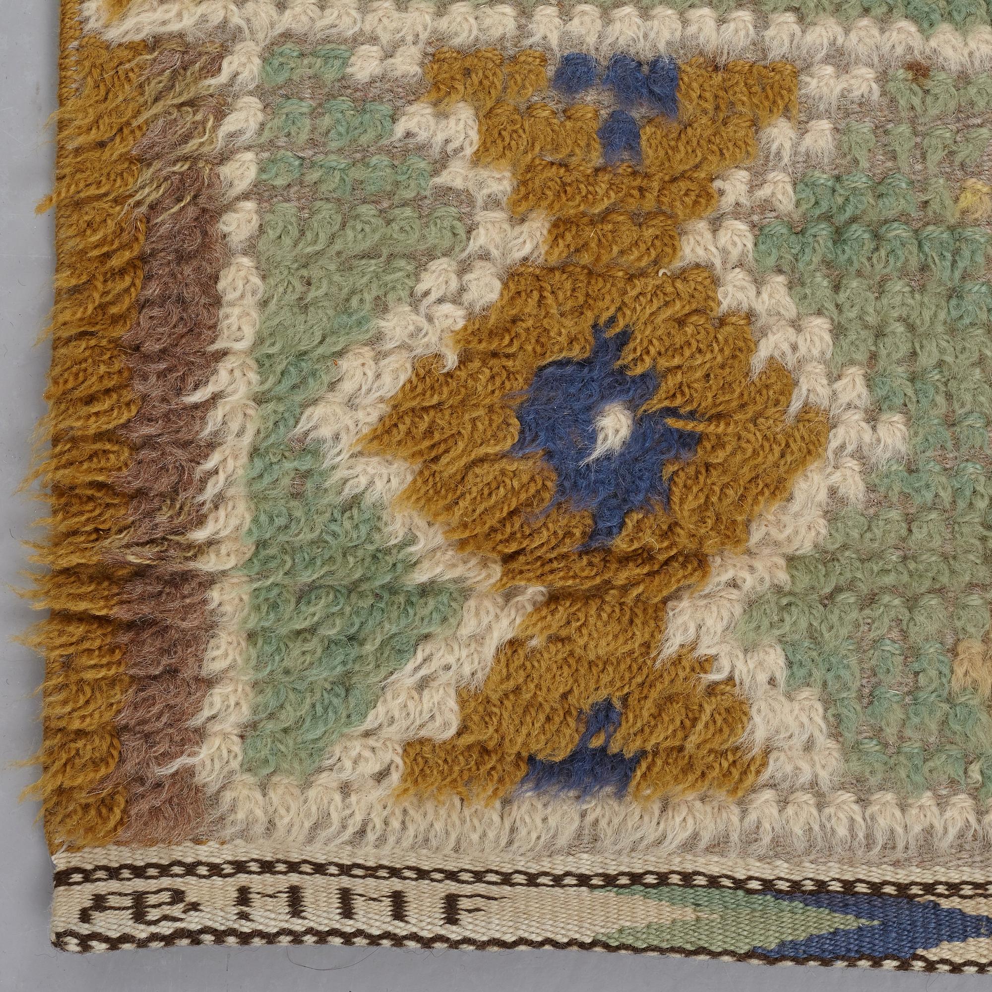 MÄRTA MÅÅS-FJETTERSTRÖM, MATTO, "Blå randig rya", knotted pile, ca 206,5 x 142,5 cm, signed AB MMF.