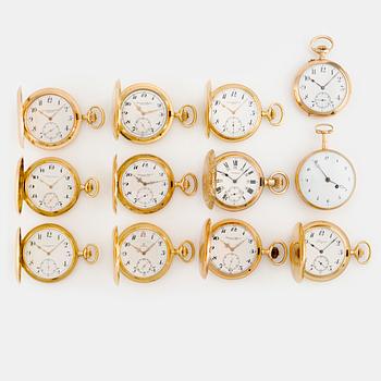 1077. Collection of Twelve Exclusive Gold Pocket Watches, Patek Philippe, Vacheron & Constantin, Omega, IWC, and others.