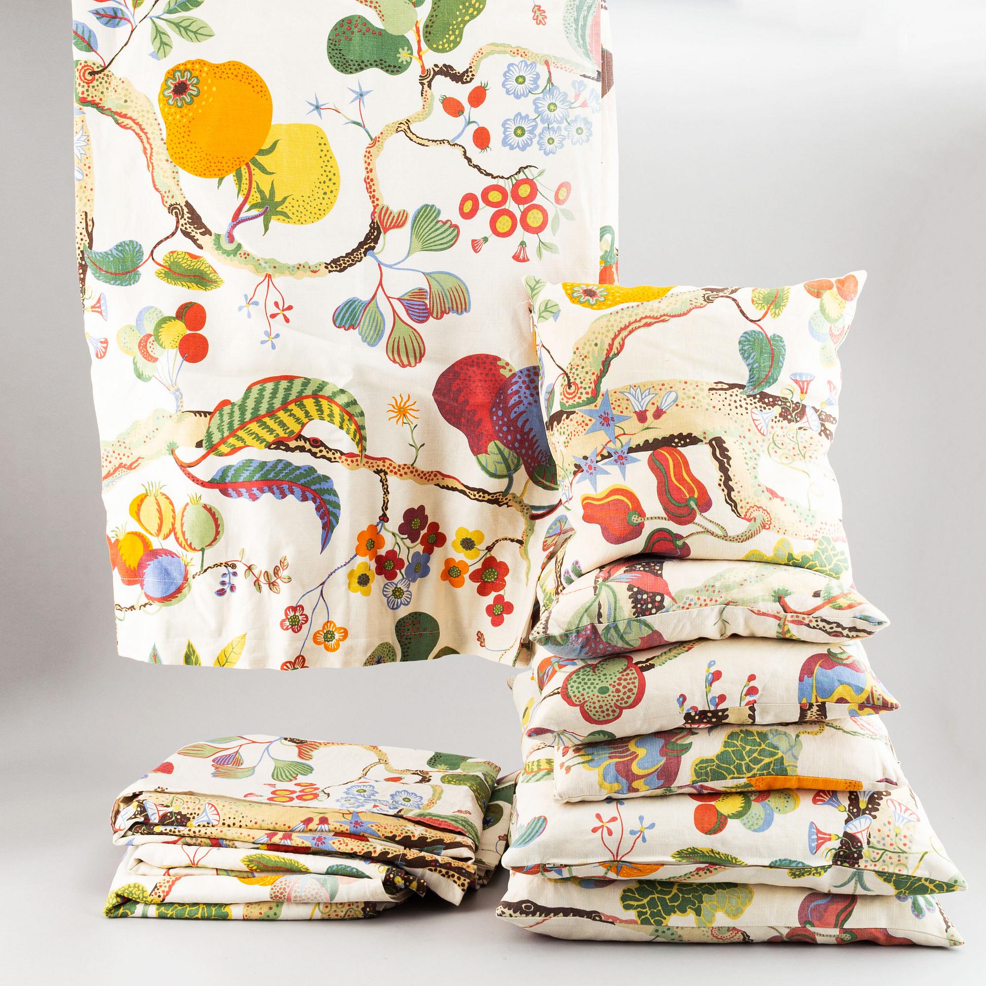 Josef Frank textiles and cushions Svenskt Tenn Sweden. Bukowskis