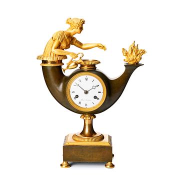 A Empire mantel clock by W Pauli 1795-1810.