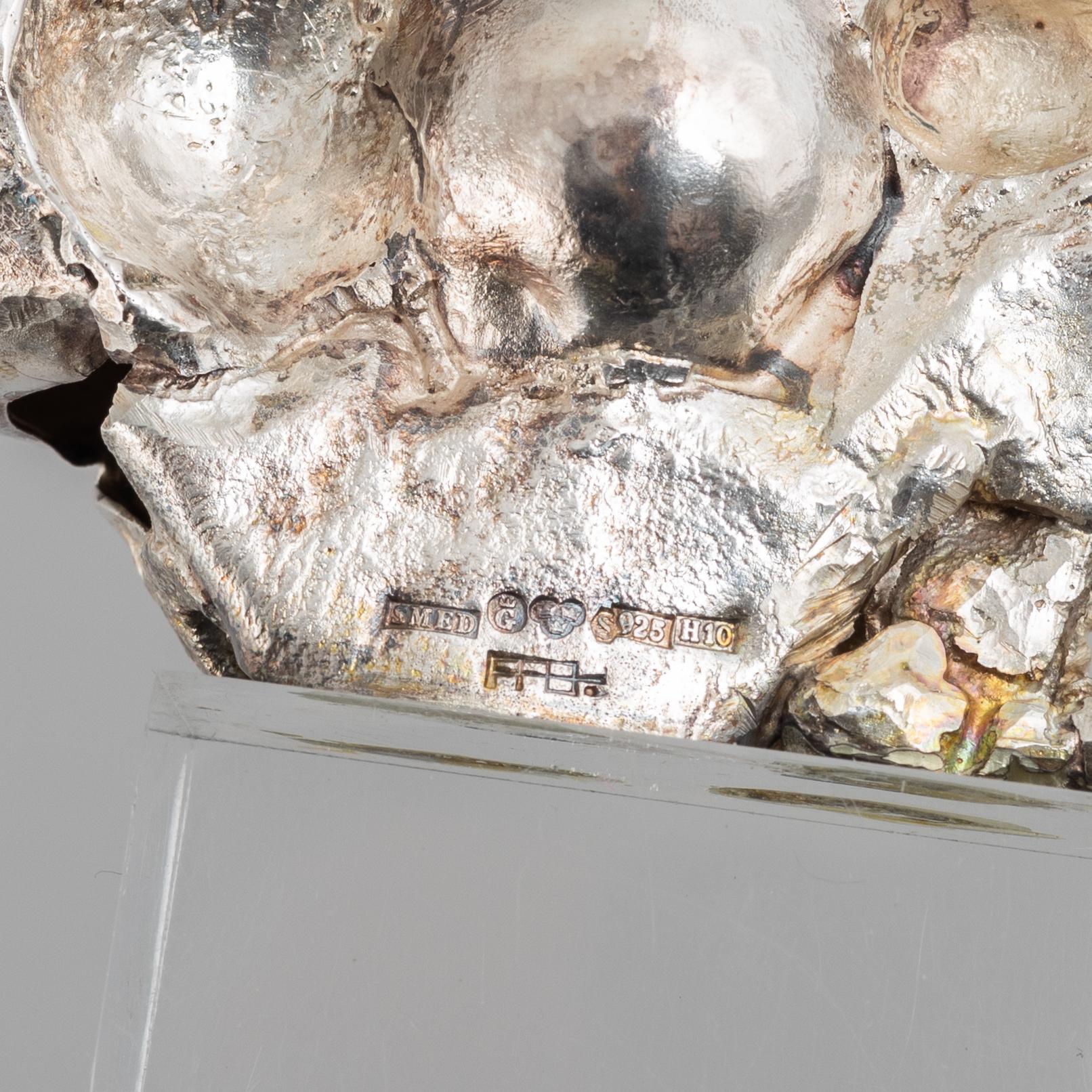 Lars Arby, två skulpturer, sterling silver, Göteborg 1982.