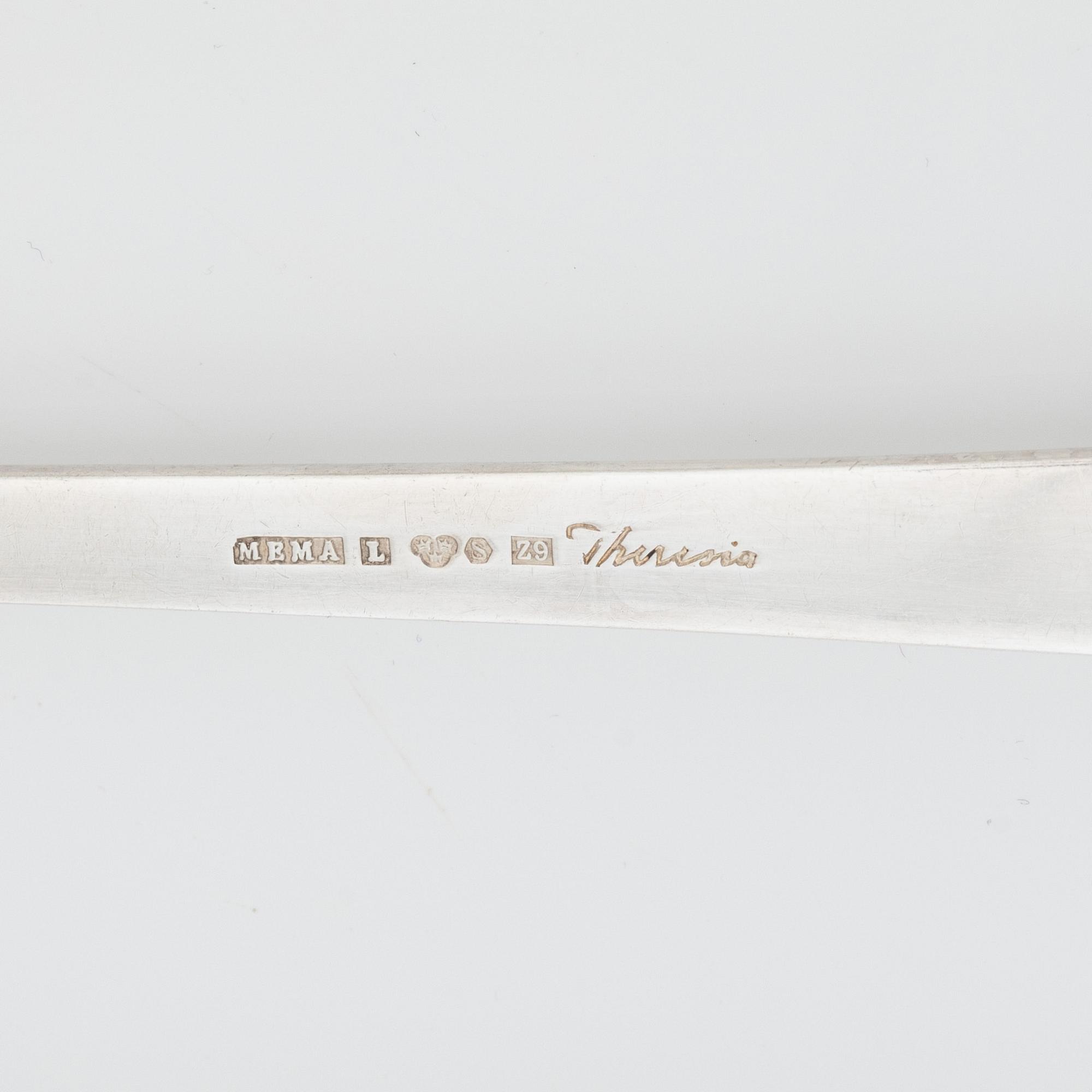 Theresia Hvorslev, bestickuppsättning, 36 delar, silver, modell "Thema", Mema, Lidköping 1974-75.