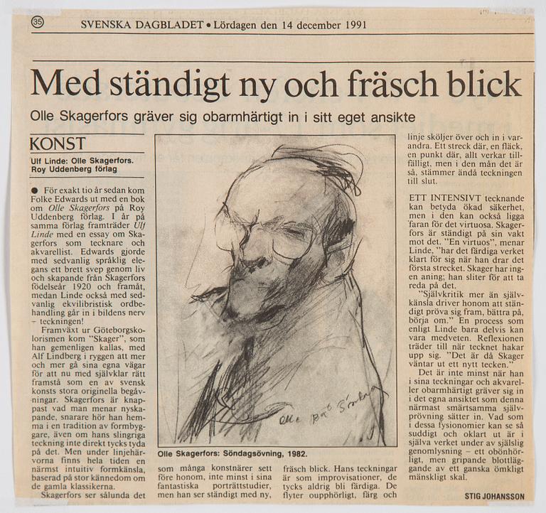 Olle Skagerfors, pencil drawing, signed and dated 1966.