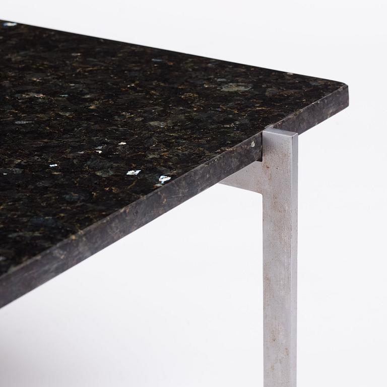 Poul Kjaerholm, a 'PK61' labradorite/larvikit stone top sofa table, edition E Kold Christensen, Denmark, early 1960s.