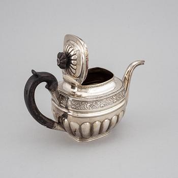 A Russian 19th century parcel-gilt silver tea-pot, mark of Anton Christian Iwersen, St. Petersburg 1828.