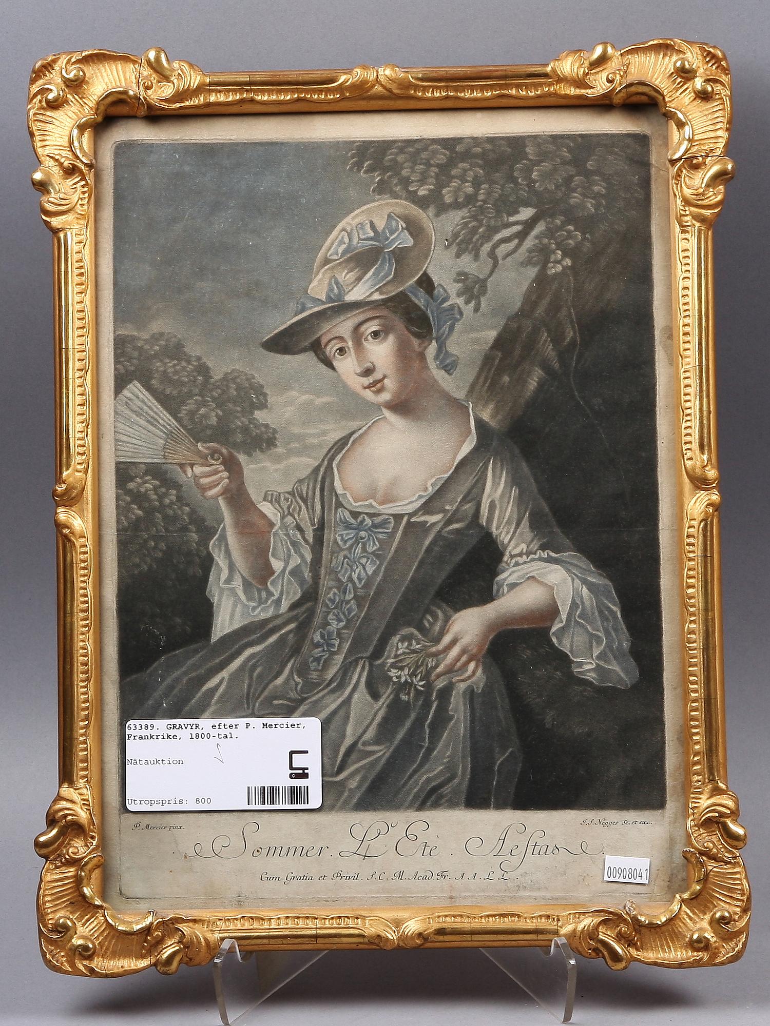 GRAVYR, efter P. Mercier, Frankrike, 1800-tal.