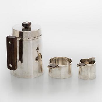 Bertel Gardberg, Coffee set, 3 pieces, 916 silver and rosewood, Toivo V. Toukonen, Helsinki, 1956.