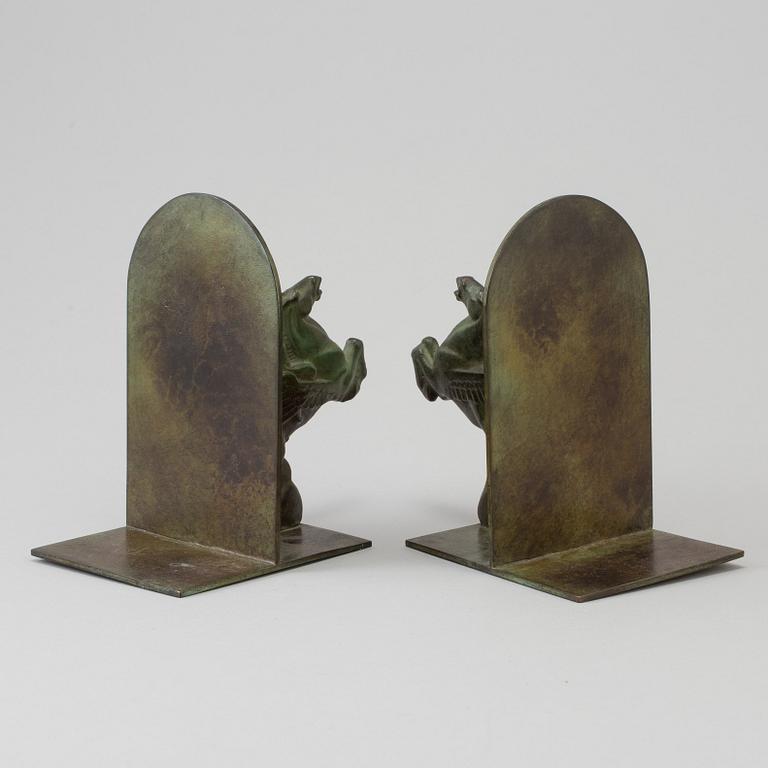 A pair of bronze bookends, GAB, 1930´s.