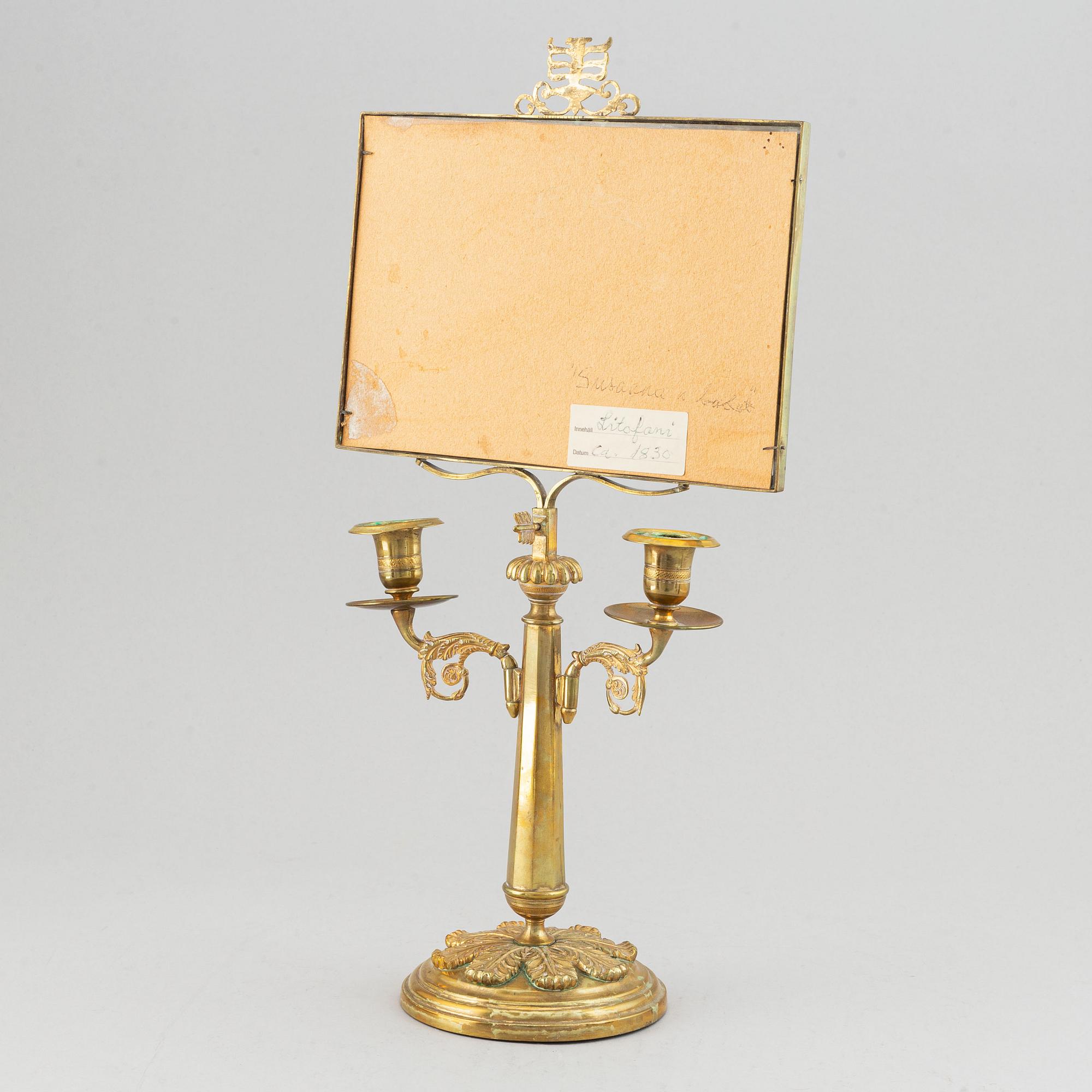 A bronze empire lithofany holder, first half of the 19th century.
