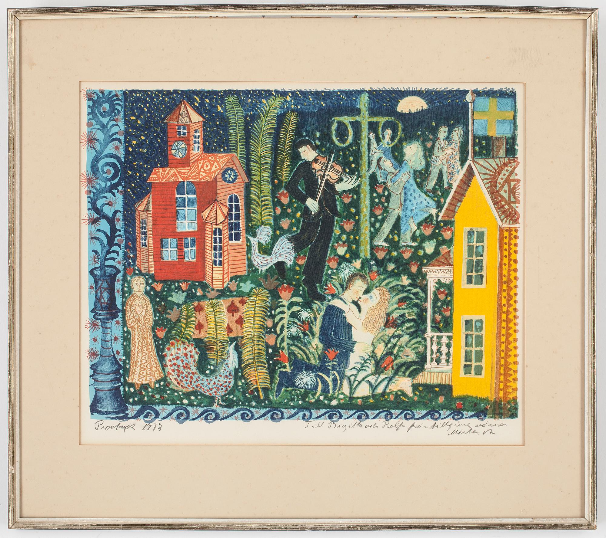 MÅRTEN ANDERSSON, 2 st,  färglitografier, provtryck, signerade och daterade 1973.