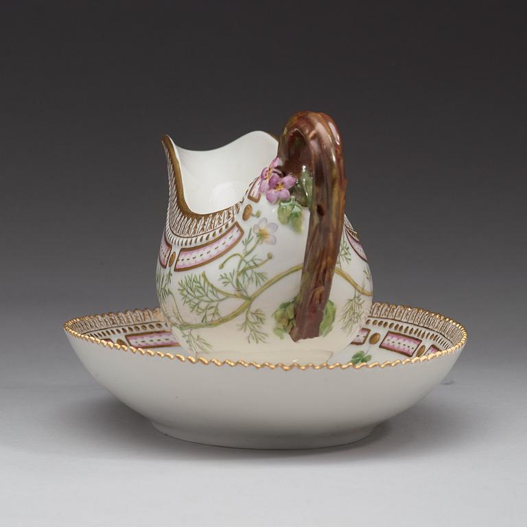 A Royal Copenhagen 'Flora Danica' sauce boat, Denmark, 20th Century.