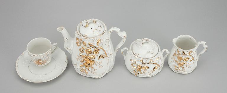 KAFFESERVIS, 3+1 delar, porslin, 1800-tal.