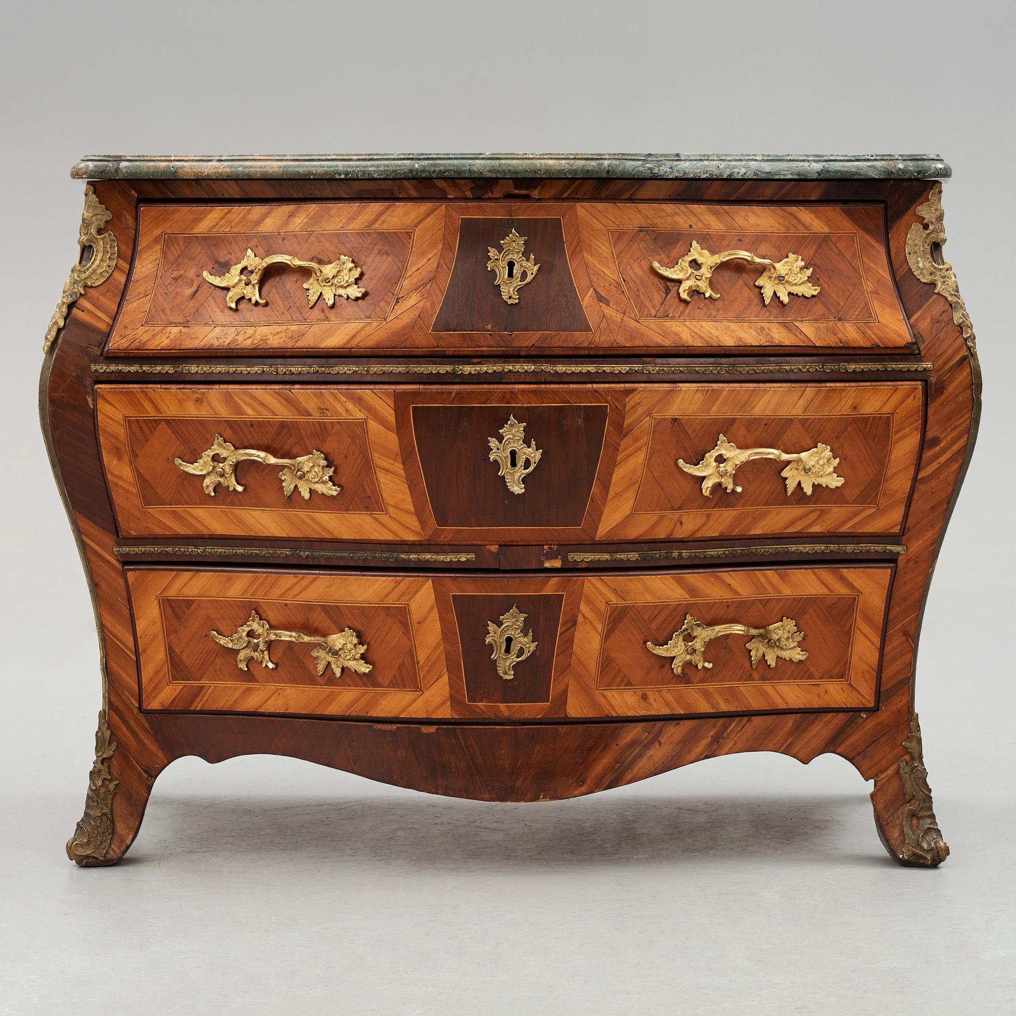 A Swedish Rococo 18th century commode presumably by Gustaf Foltiern (master in Stockholm 1771-1804).