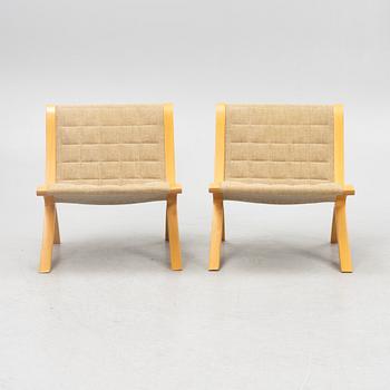 Peter Hvidt & Orla Mølgaard Nielsen, a pair of 'X' lounge chairs, Fritz Hansen, Denmark, 1980.