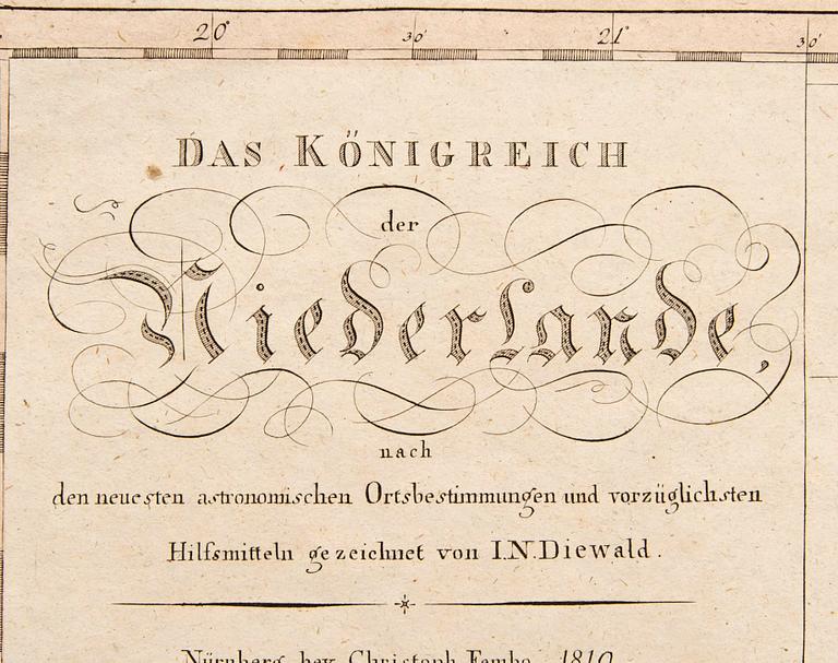 Johann Nepomuk Diewald, karta, handkolorerat kopparstick, Nürnberg 1819.