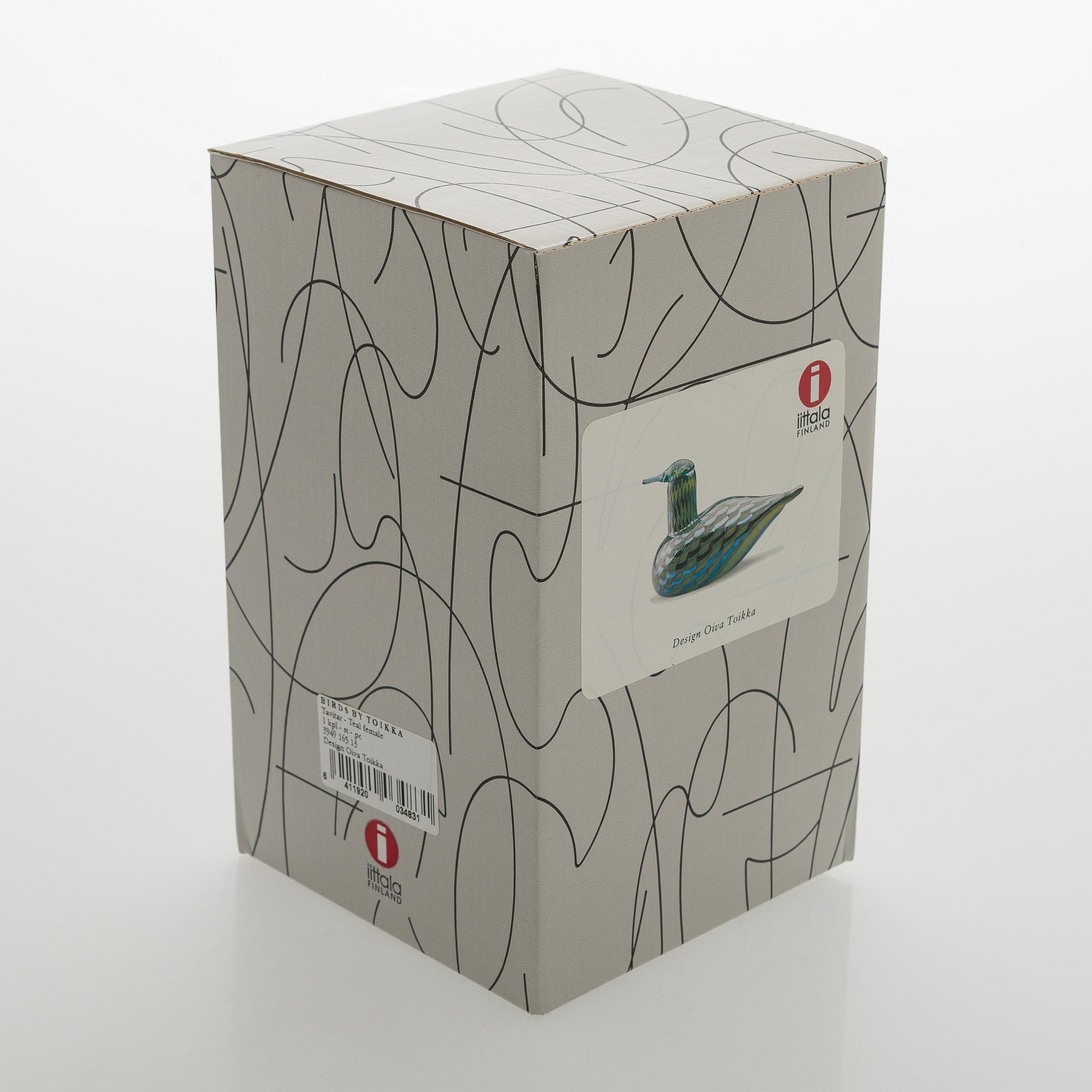 Oiva Toikka, a 'Teal Female' glass bird, signed O. Toikka Nuutajärvi.