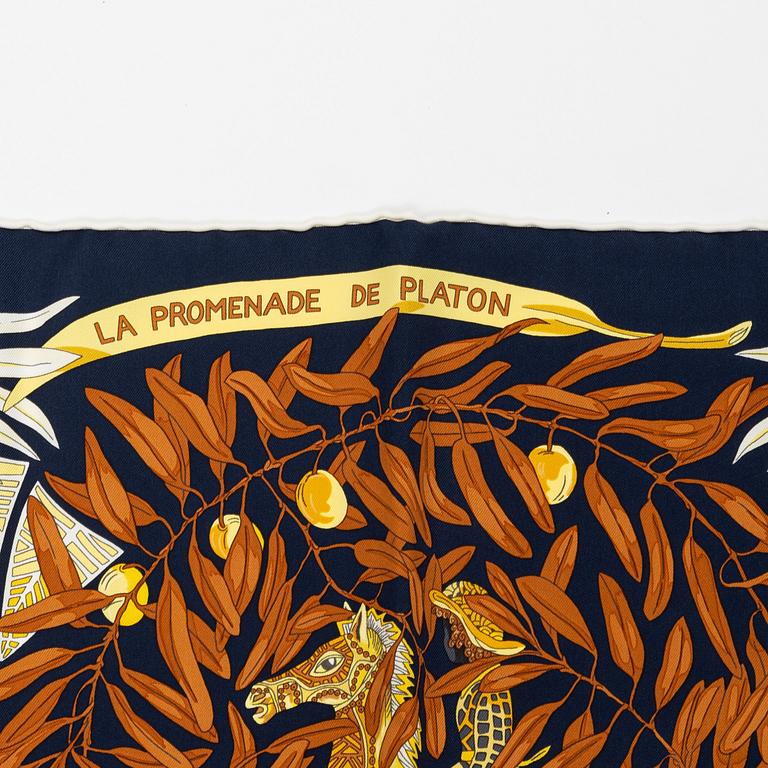 Hermès, two silk scarves.