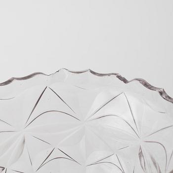 A pair of lidded glass bowls with stands, late 19th century.