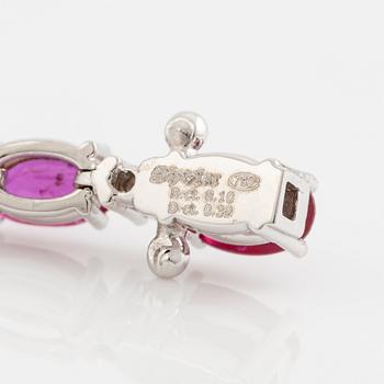 Bracelet 18K white gold with rubies and brilliant-cut diamonds.
