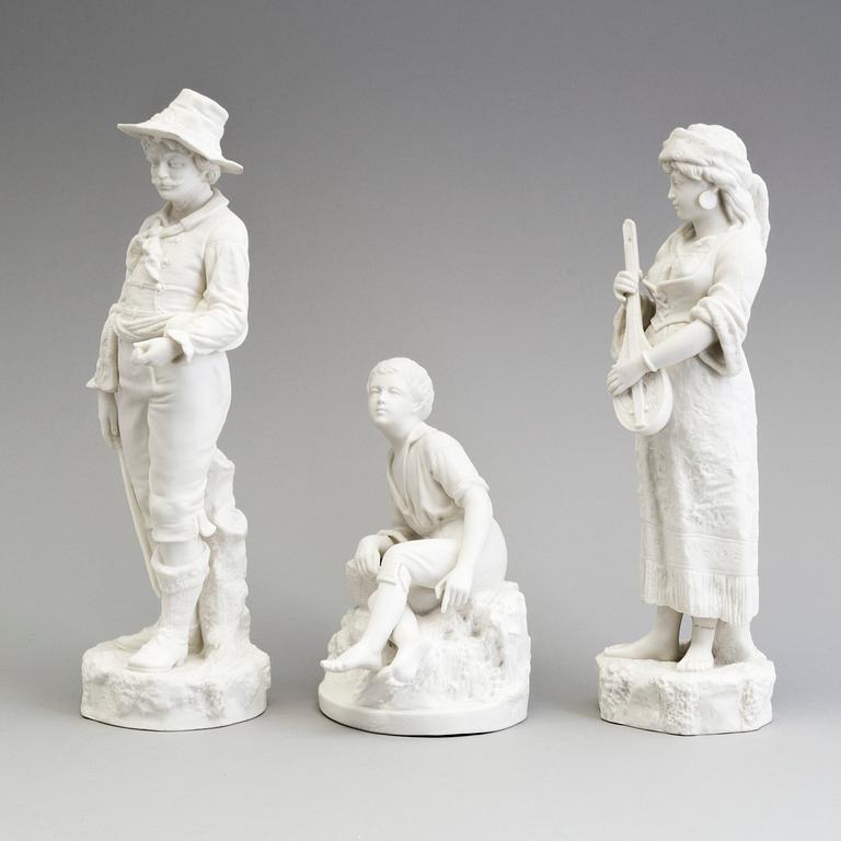 THREE PARIAN FIGURES, Gustafsberg, second half of the 19th century.