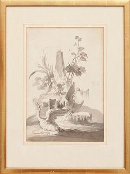 Jean Eric Rehn · JEAN ERIC REHN, tillskriven, tuschlavering, 1700-tal.