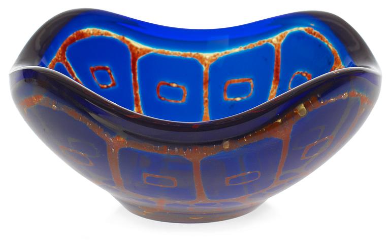 A Sven Palmqvist Ravenna glass bowl, Orrefors 1969.