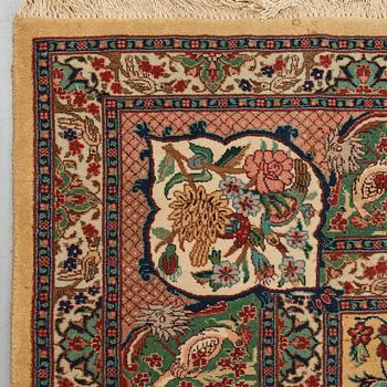 A carpet, old Tabriz part silk figural, ca 263,5 x 177 cm.