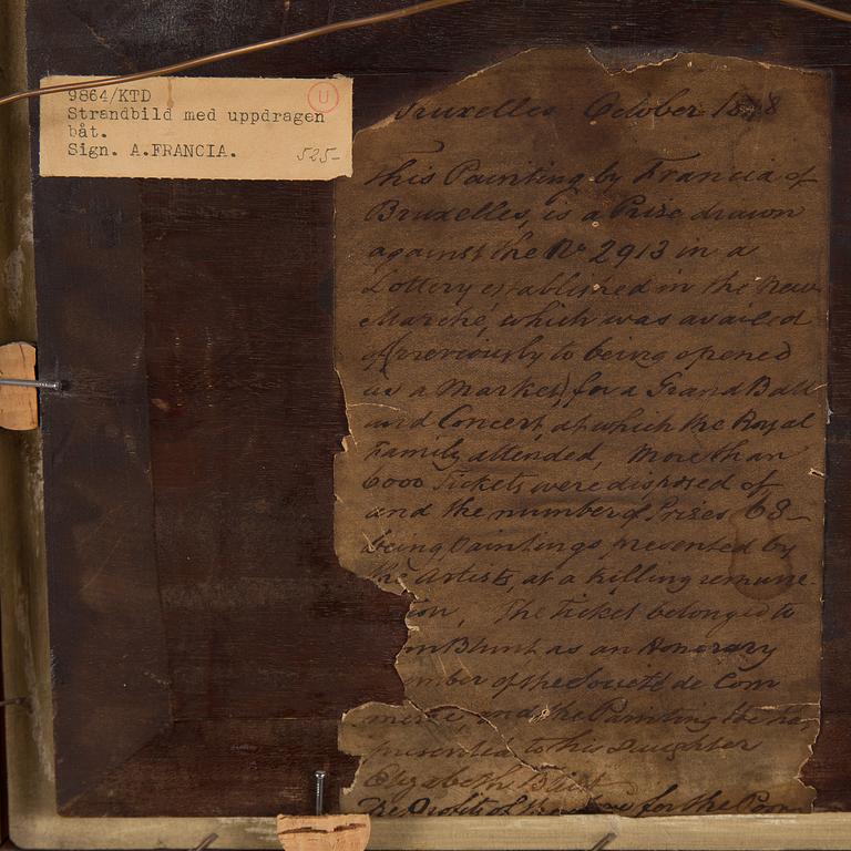 ALEXANDRE THOMAS FRANCIA, olja på pannå, signerad A. Francia.