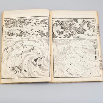 Sx woodblock illustration books, including HOKUSAI (1760-1849),