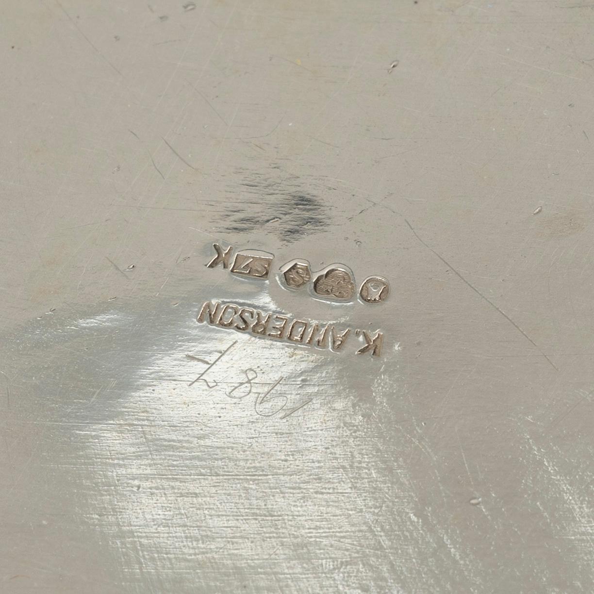 Kaffeservis, 3 delar, silver, K. Andersson, 1920, samt bricka, Carlson K & E, 1955.