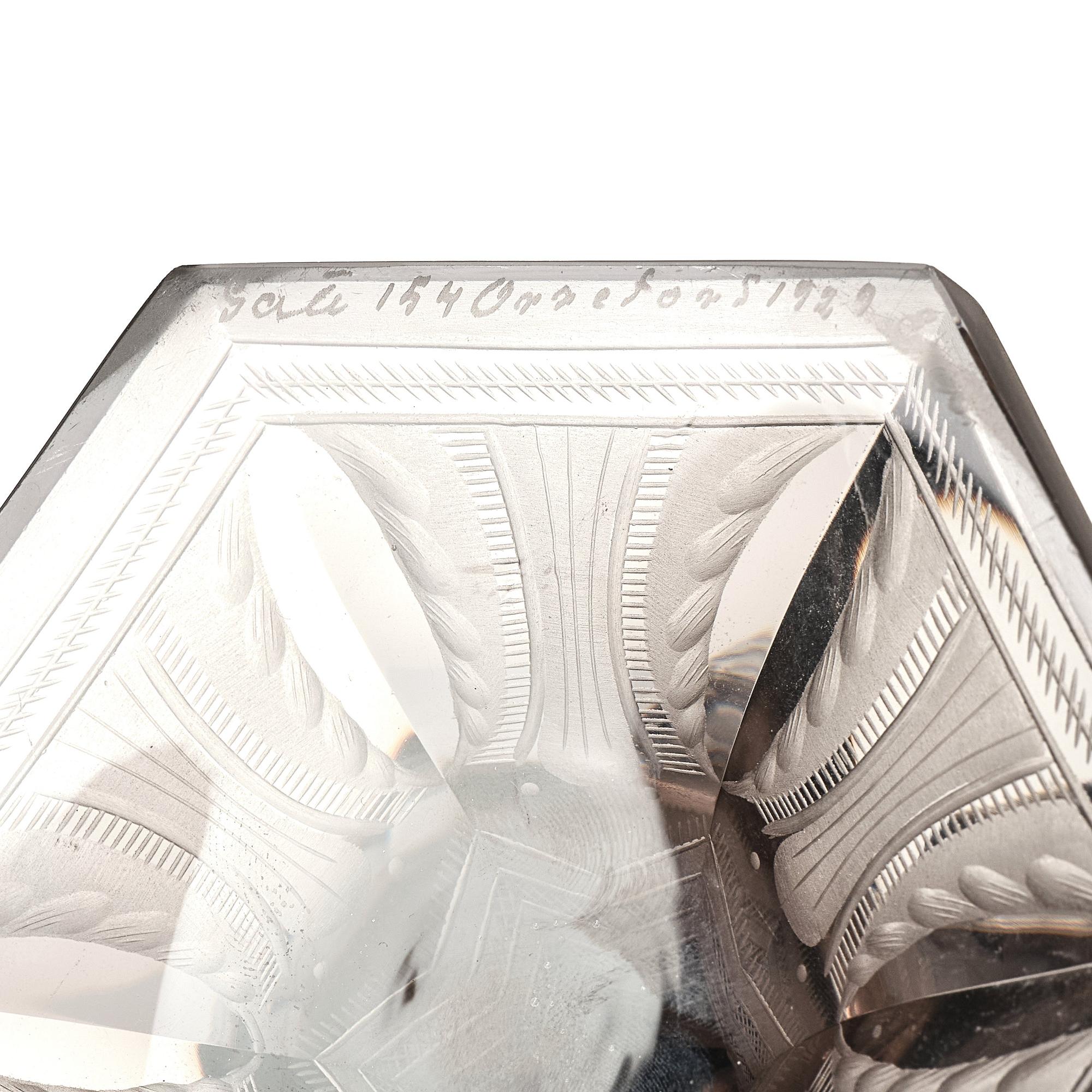 Simon Gate, a Swedish Grace engraved glass goblet 'Sex gracer', Orrefors 1929, model 154.