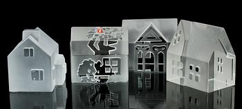 SKULPTURER, 4 st, glas, Jorma Vennola, Iittala, Finland, sign o dat.